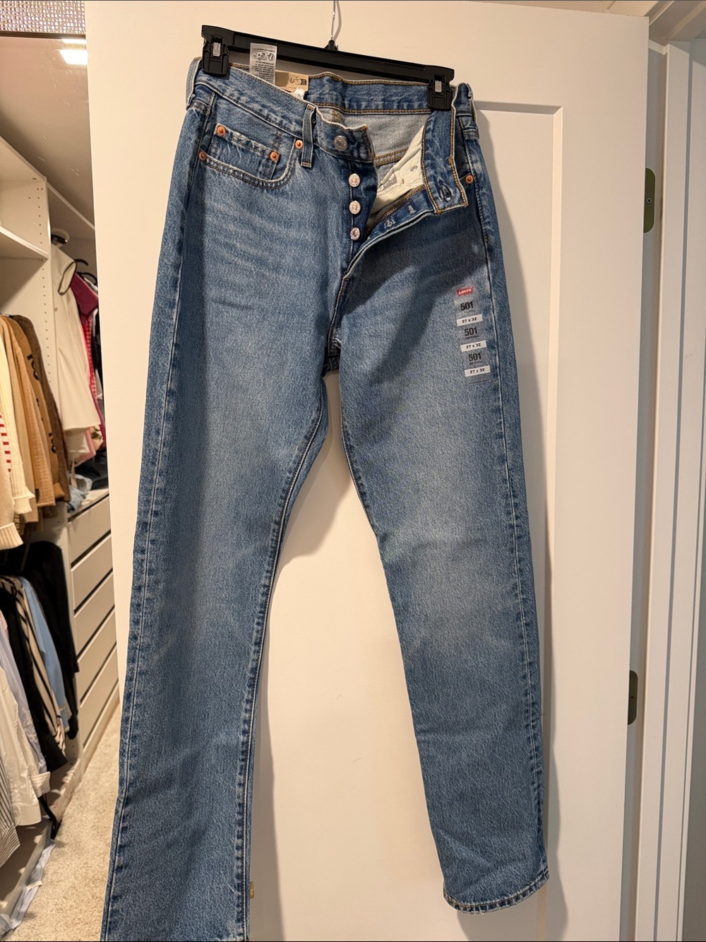Levi's Light Blue Straight Leg Button-Fly Jeans